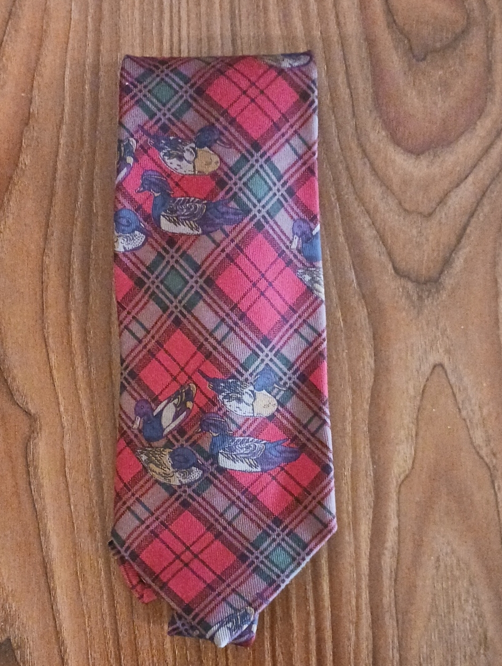 Robert Talbott Red Plaid Tie with Duck Motif